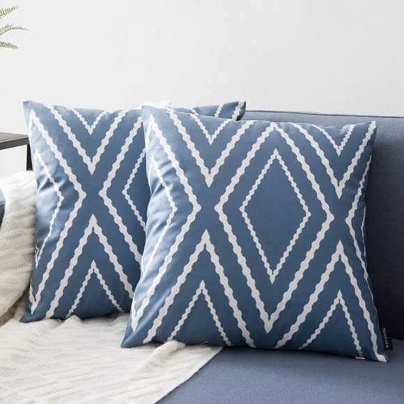 Luxury HomeOversized Boho Chic Charleston Blue Aztec Throw Pillow Covers